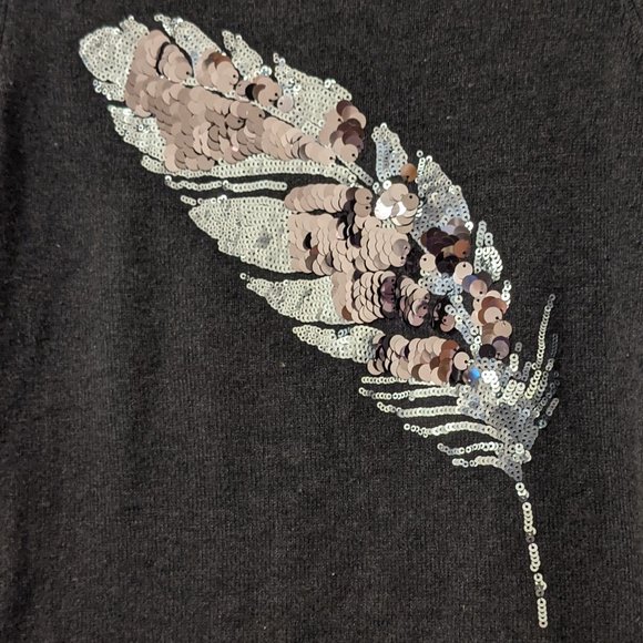 Ann Taylor Feather Sequin Sweater Gray - Sz XS - Picture 5 of 6